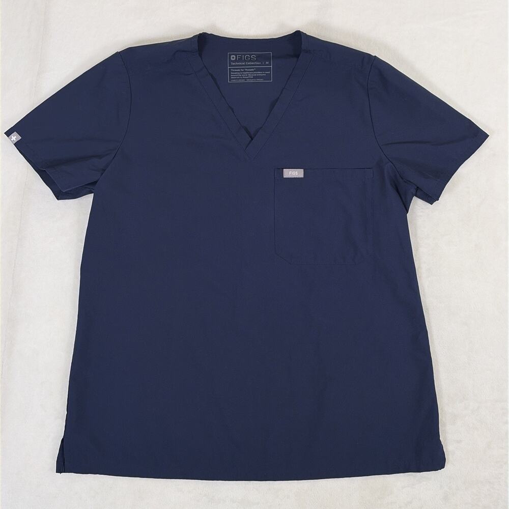 Figs Catarina Technical Collection One Pocket Navy Blue Scrub Top Womens Medium